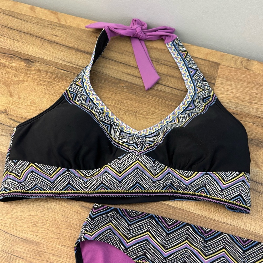 Athleta Halter Top Geometric Bikini Top & Bottom Swim Suit Bikini - Picture 3 of 10